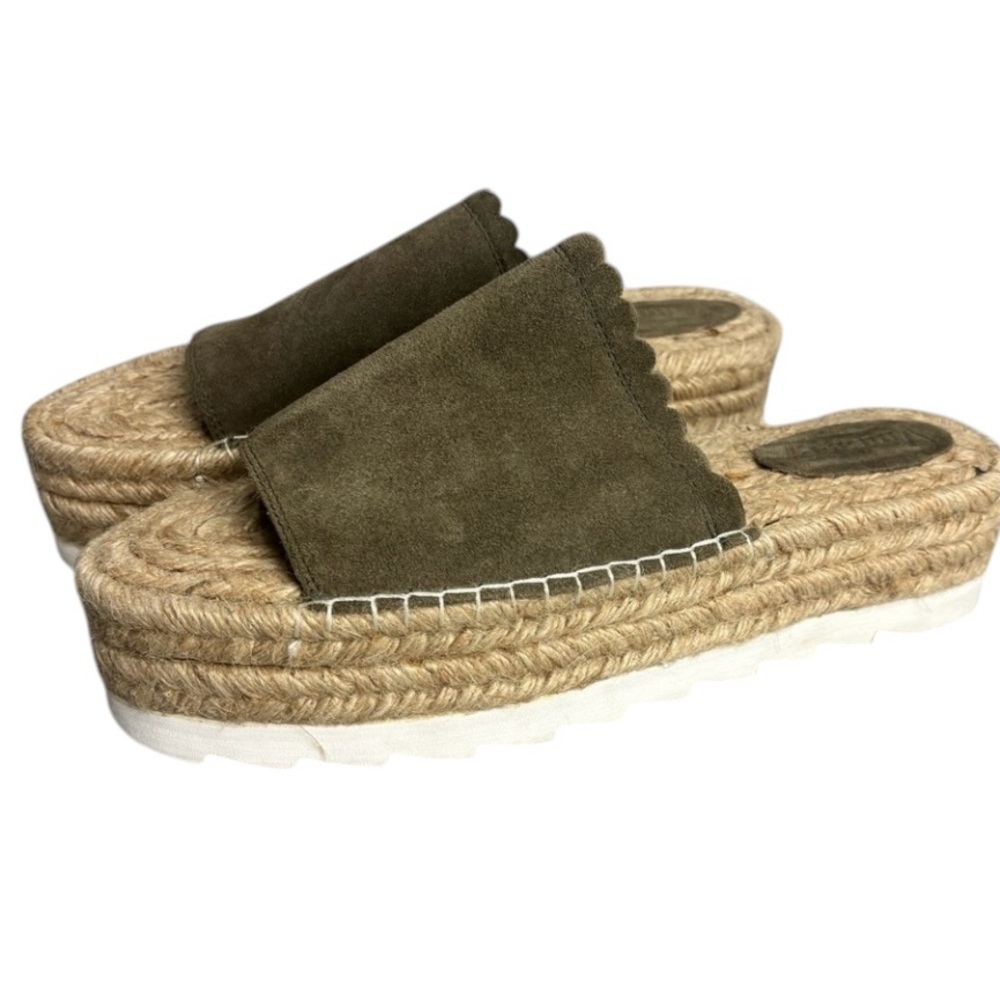 💚👖Vintage 7 Espadrilles Slides Size 10 Hunter Green Excellent Condition Leather - Picture 11 of 11